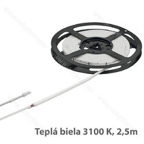 LED páska v silik. puzdre, LED 1163 24 V 2-pólová (jednof.), drážk. 4 x 8 mm,180 LED/m, 9,6 W/m 2,5m