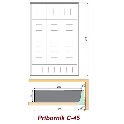 EVO príborník, do EVOboxu hĺbky 450