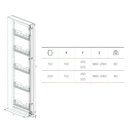 Cargo košík "15" GREEN LINE 258A, spodný-s tlmením,  110x500x1880-2180mm  / SIGE