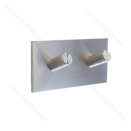 Samolepiaci dvojvešiak v:27mm na platničke 100x50mm s 3M páskou, na max.váhu 8kg, leštený inox / LUX