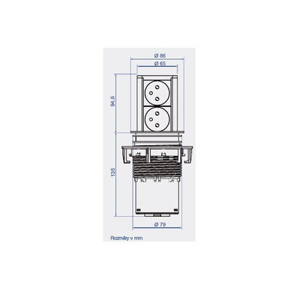 Stolová vyťahovacia zásuvka ELEVATOR HOME 2x230V 2,0m kábel
