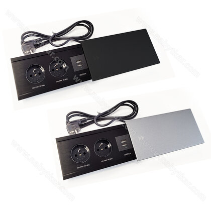 Stolová zásuvka MODUL (195x75mm) 2Z 230V+2x USB 2A 1,8m kábel